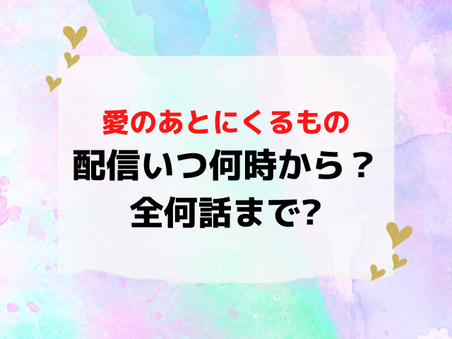 愛のあとにくるものドラマ日本配信いつから時間何時から？全何話までNetflixで見れるか紹介！