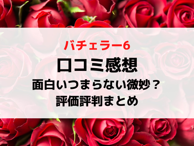 バチェラー6口コミは面白いつまらない微妙？感想や評価評判を徹底調査！