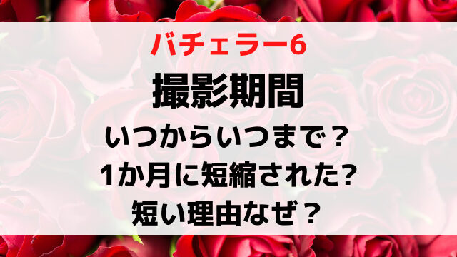 バチェラー6撮影期間いつからいつまで？1か月に短縮されたのか短い理由を調査！