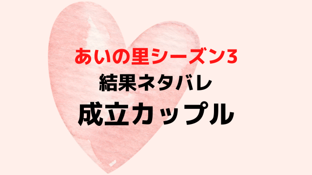 あいの里3結果ネタバレ！成立カップルは誰？